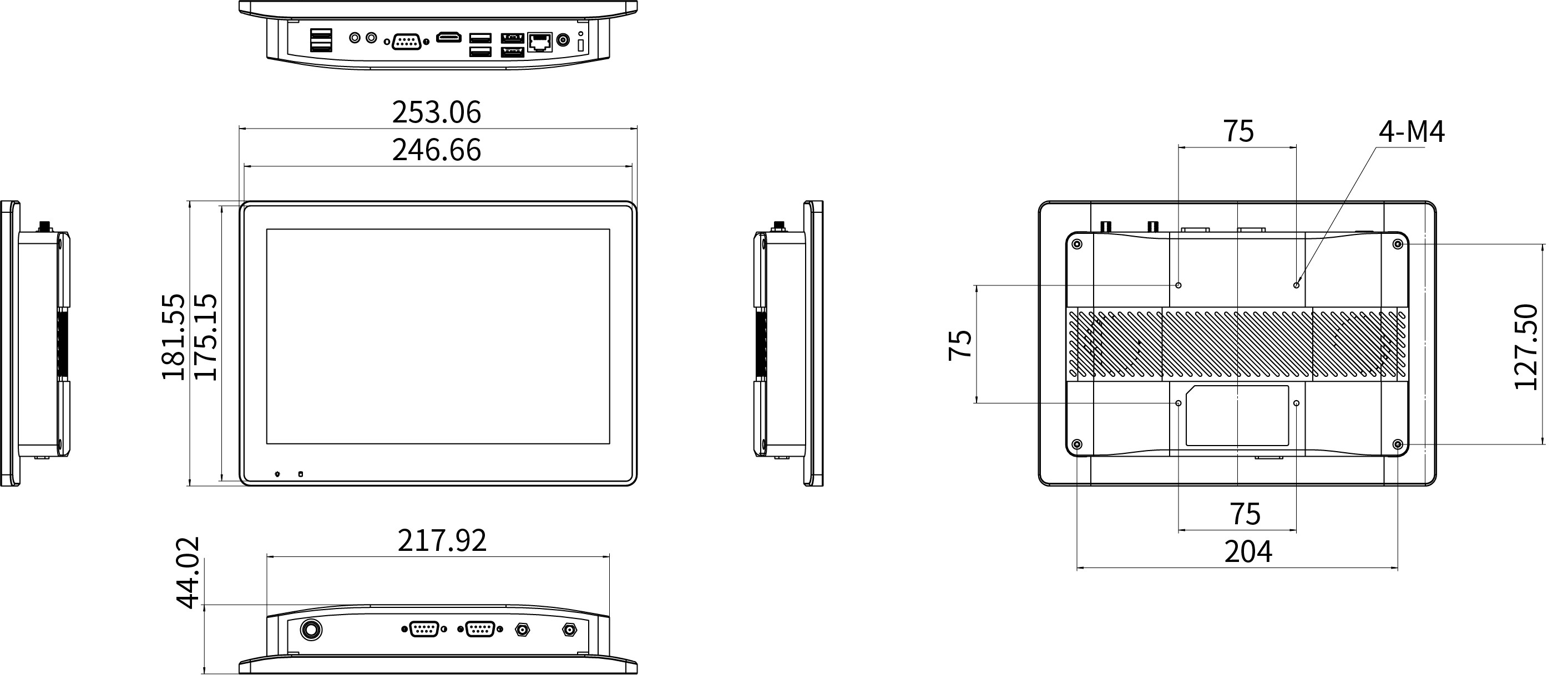 工業(yè)整機(jī)PPC1021接口&安裝尺寸